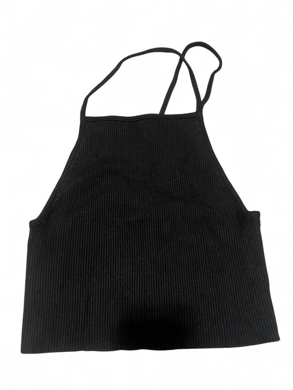 Zara Black Ribbed Halter Crop‎ Top